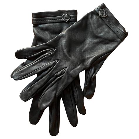 hermes black leather gloves|Hermes brooches.